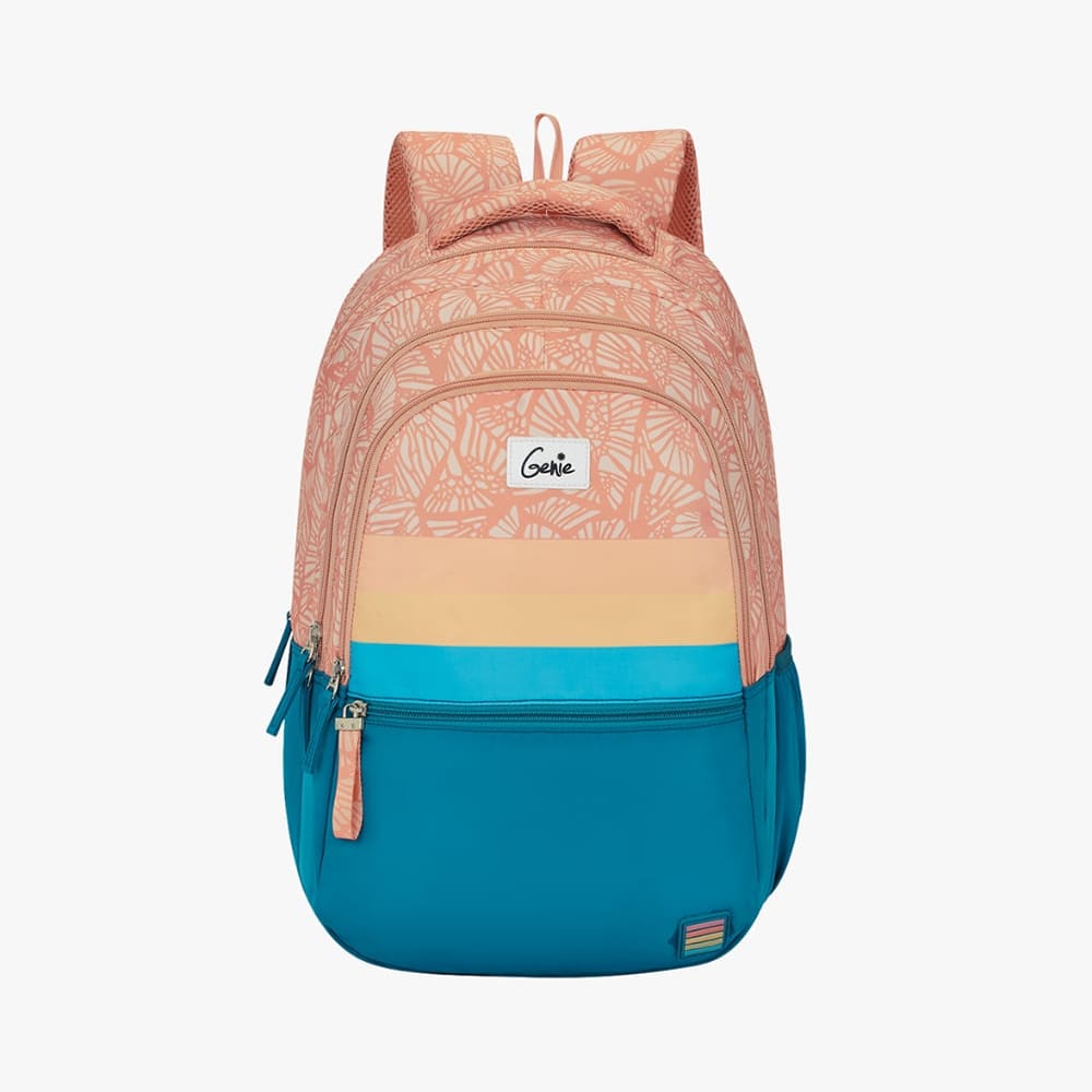 Genie Harper 36L Backpack for Students With Rain Cover, Premium Nylon Fabric, and Easy Access Pockets - Coral