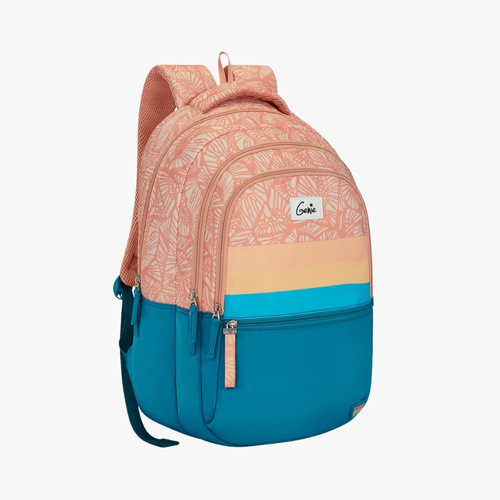 Genie Harper 36L Backpack for Students With Rain Cover, Premium Nylon Fabric, and Easy Access Pockets - Coral