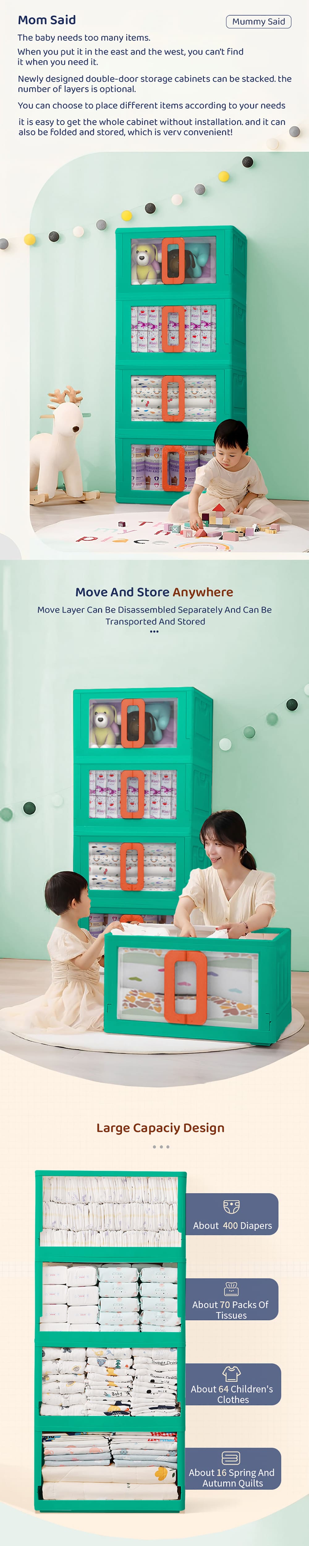 Kids Storage Cabinet with Drawers with Large Storage