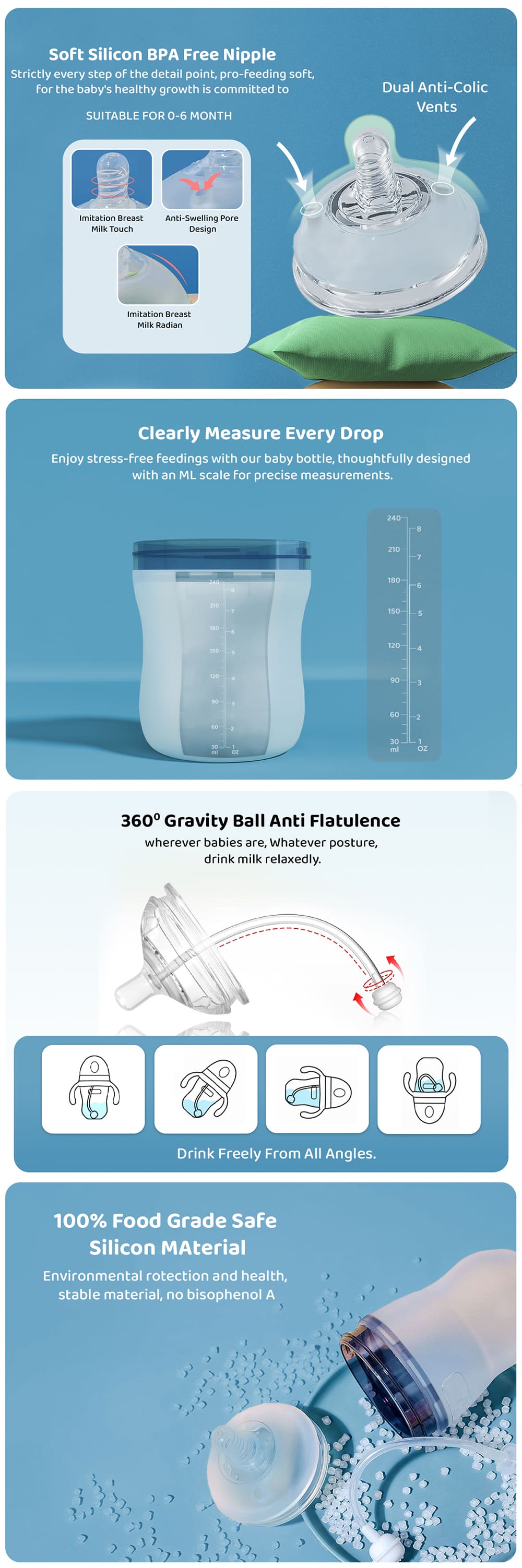 Soft Silicone Baby Feeding Bottle