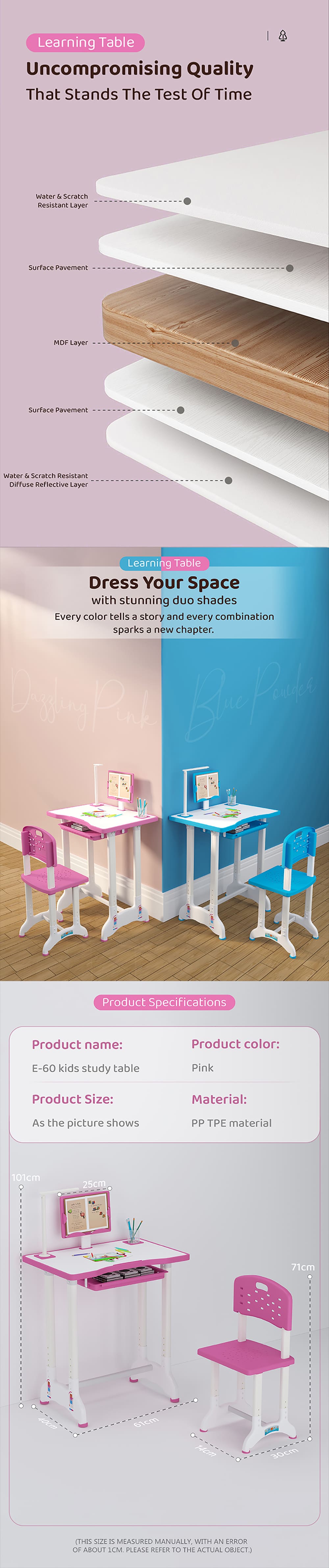 Specification of Kids Study Table