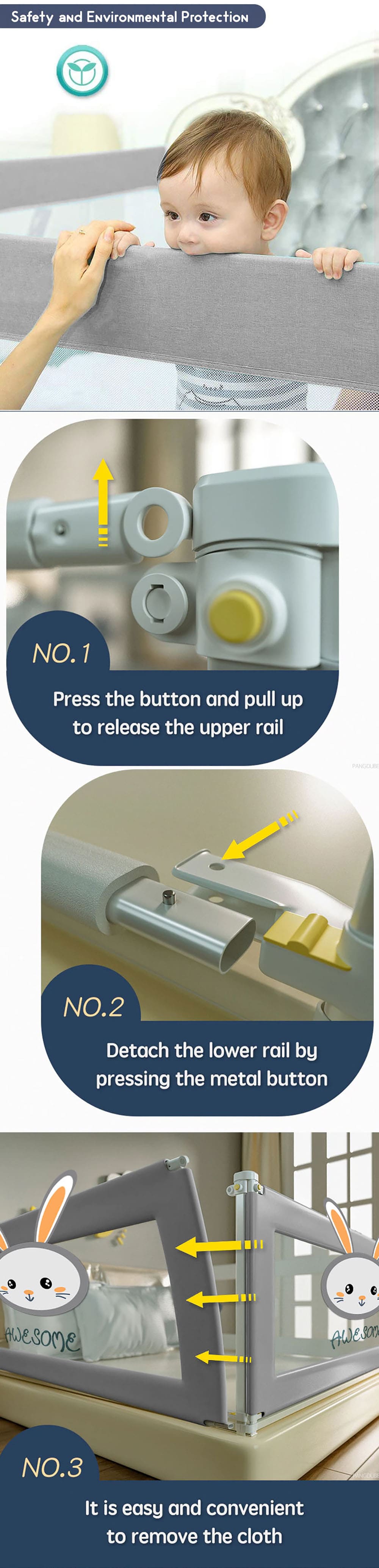 Adjustable Baby Bed Guardrail for Safety