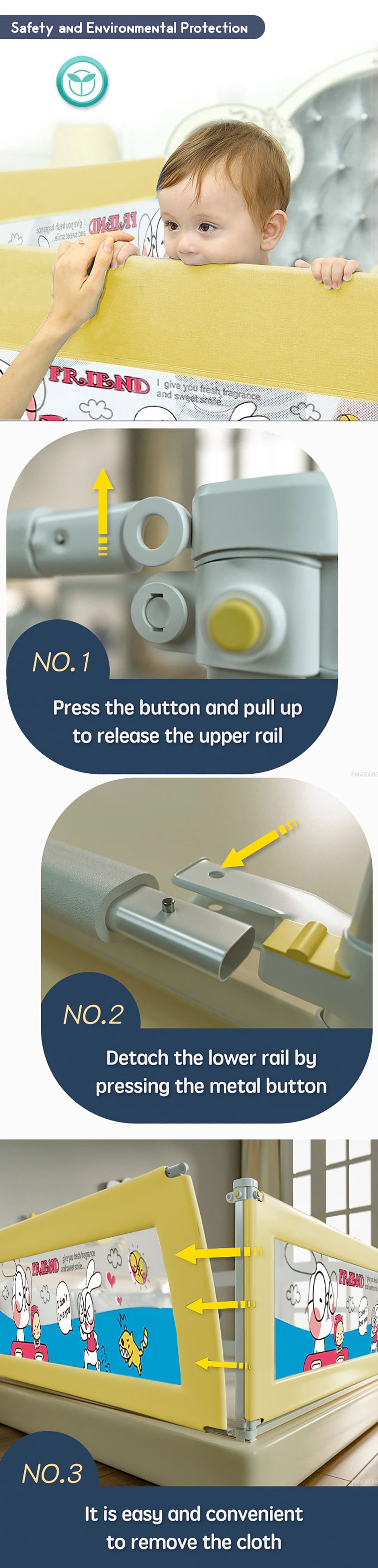 Adjustable Baby Bed Guardrail for Safety