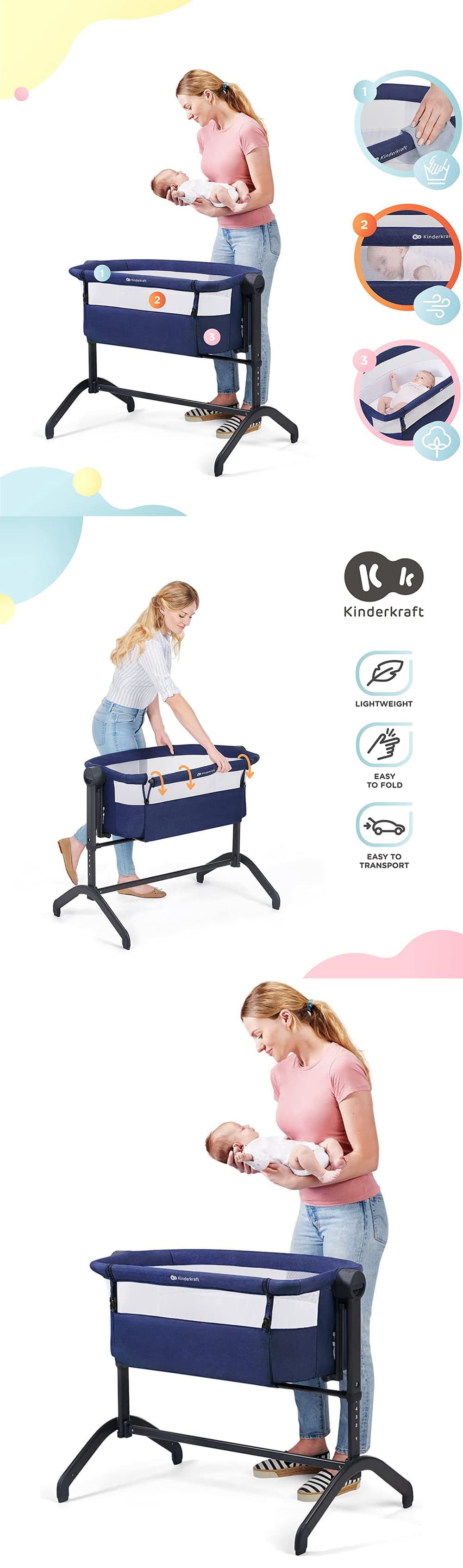 StarAndDaisy International Series 2 in 1 Bedside Crib And Cradle With Premium Aluminum Built for Infant Baby For Upto 2 Years