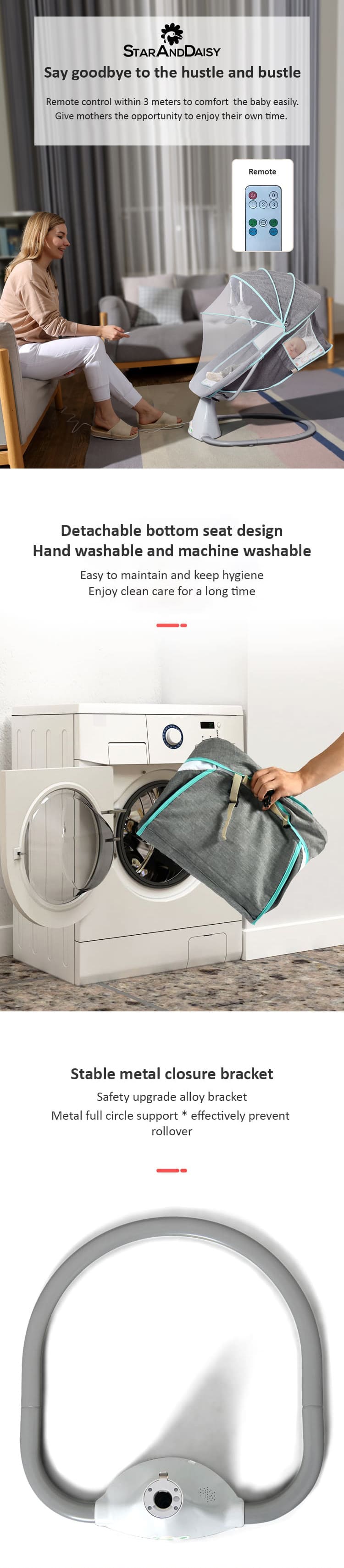 Electric Swing Rocker for Baby with Mosquito Net