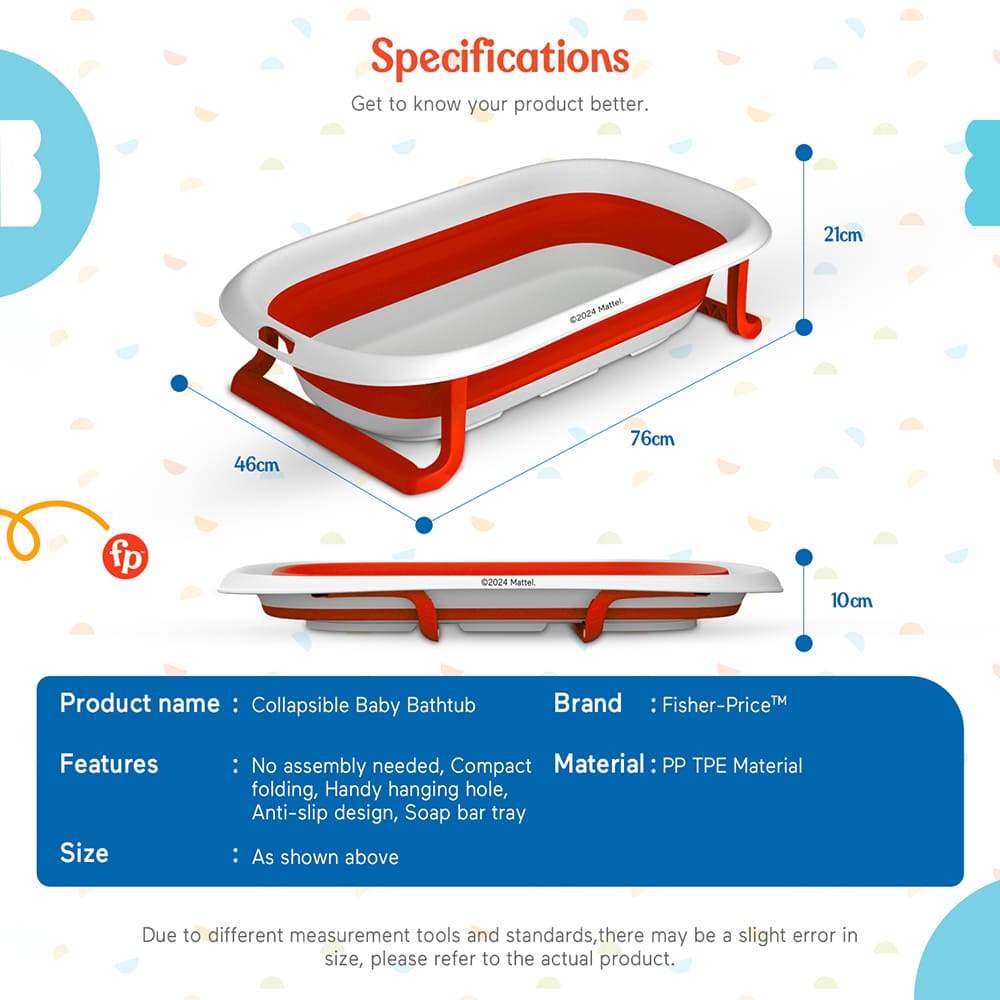 Specification of Compact Baby Bath Tub