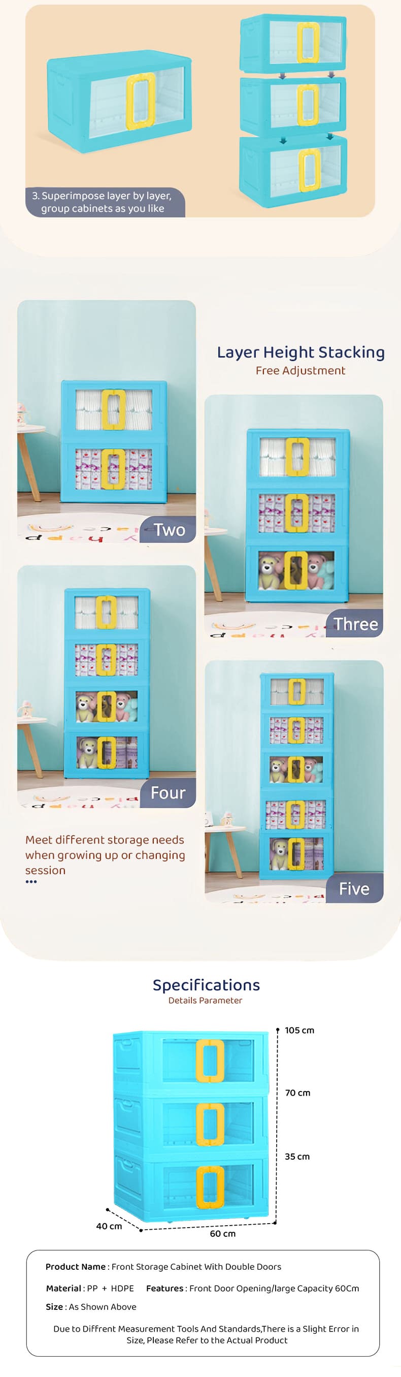 Foldable Kids Storage Cabinet