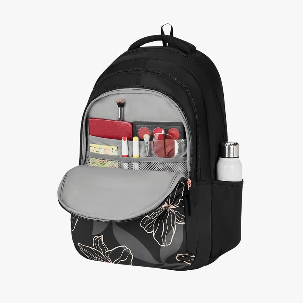 Genie Radiant Premium Backpack for Boys & Girls With Rain Cover, Water Resistant, and Extra Padding Shoulder Straps - 36L Black