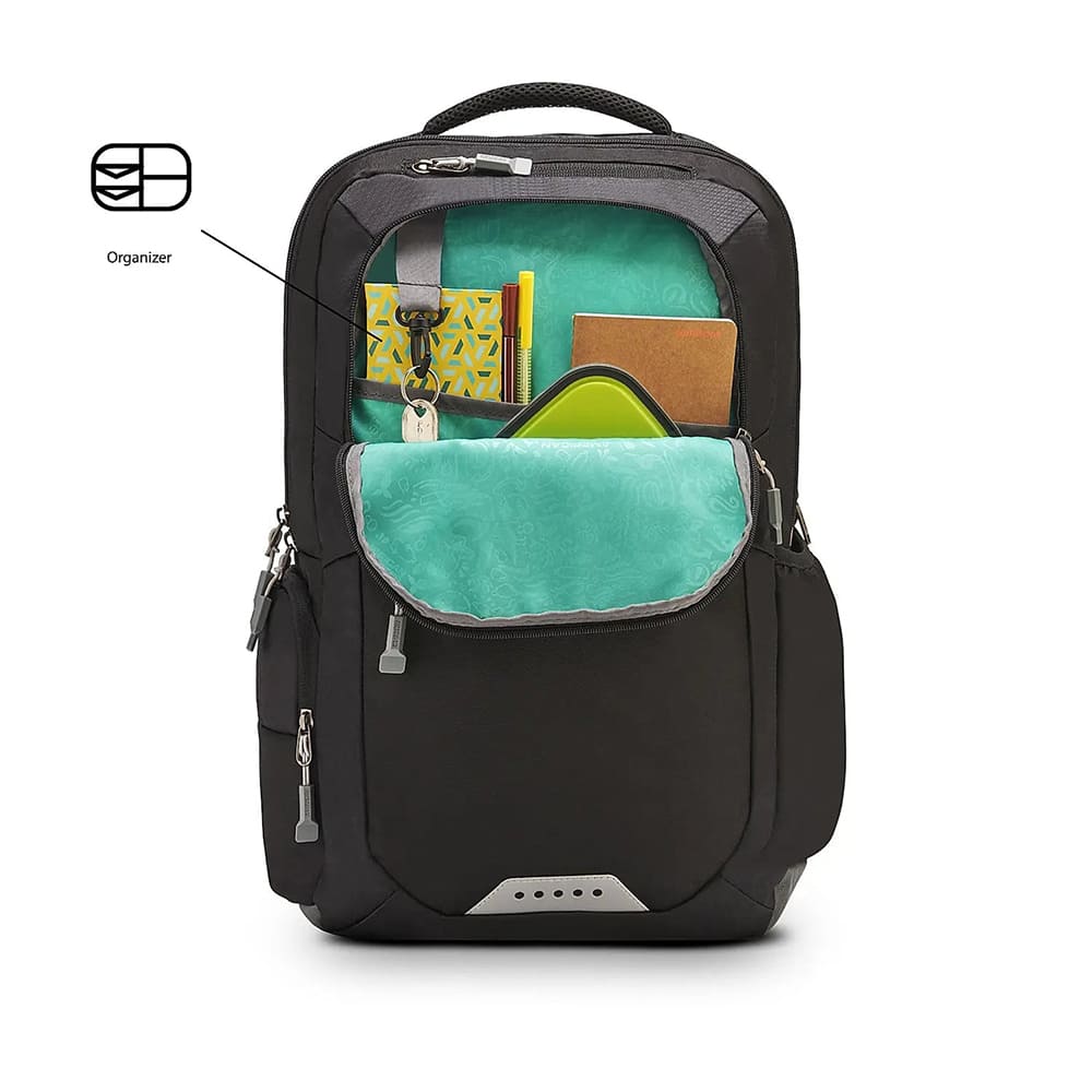 American Tourister Kids Backpacks with 2 Full Compartment 2 Front Pocket, Waterproof 34.5 Ltrs Bags - Brett 3.0 Black