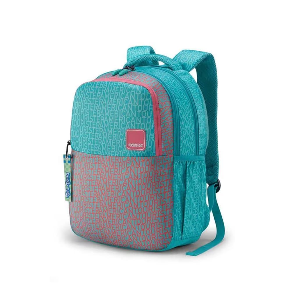 American Tourister Cute Trendy Bags For Kids with Fine Twill Polyester Fabric, 3 Compartments, 26 Ltr Backpacks - Mia 3.0 Turq