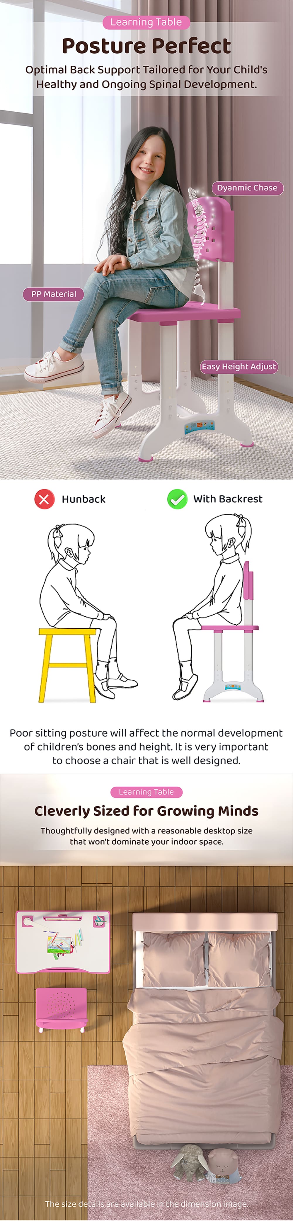 Kids Study Table with Supportive Backrest