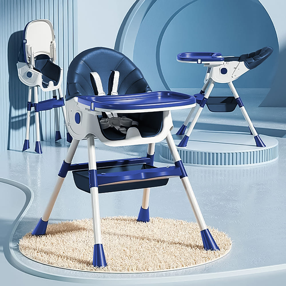StarAndDaisy Basic Table Talk Adjustable Feeding Chair for Babies without Wheel, Detachable Tray, & 5-point Safety Belt - Blue