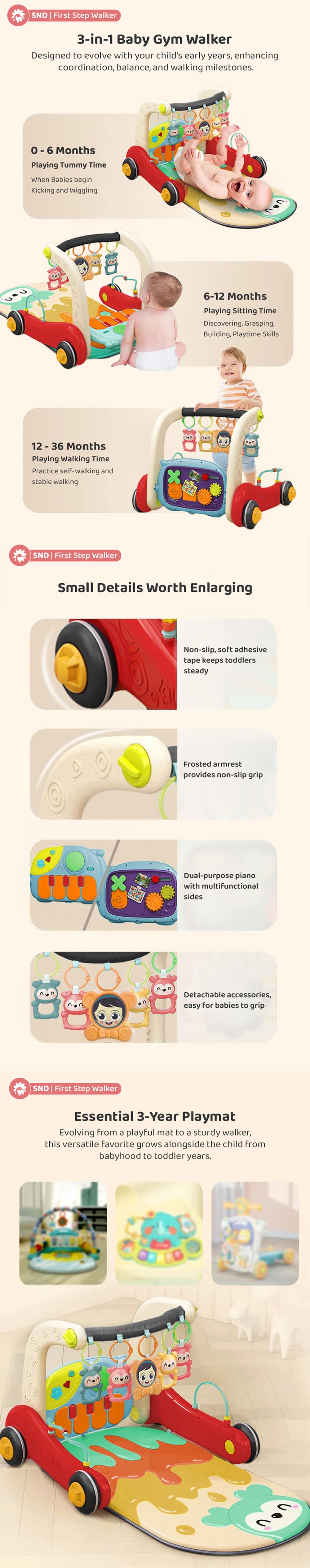 3-in-1 Baby Play Gym Cum Walker