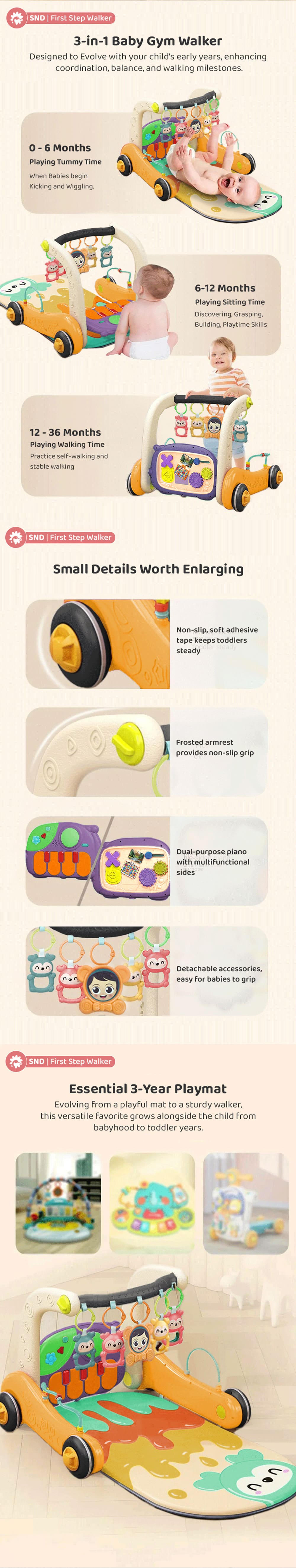 3-in-1 Baby Play Gym Cum Walker