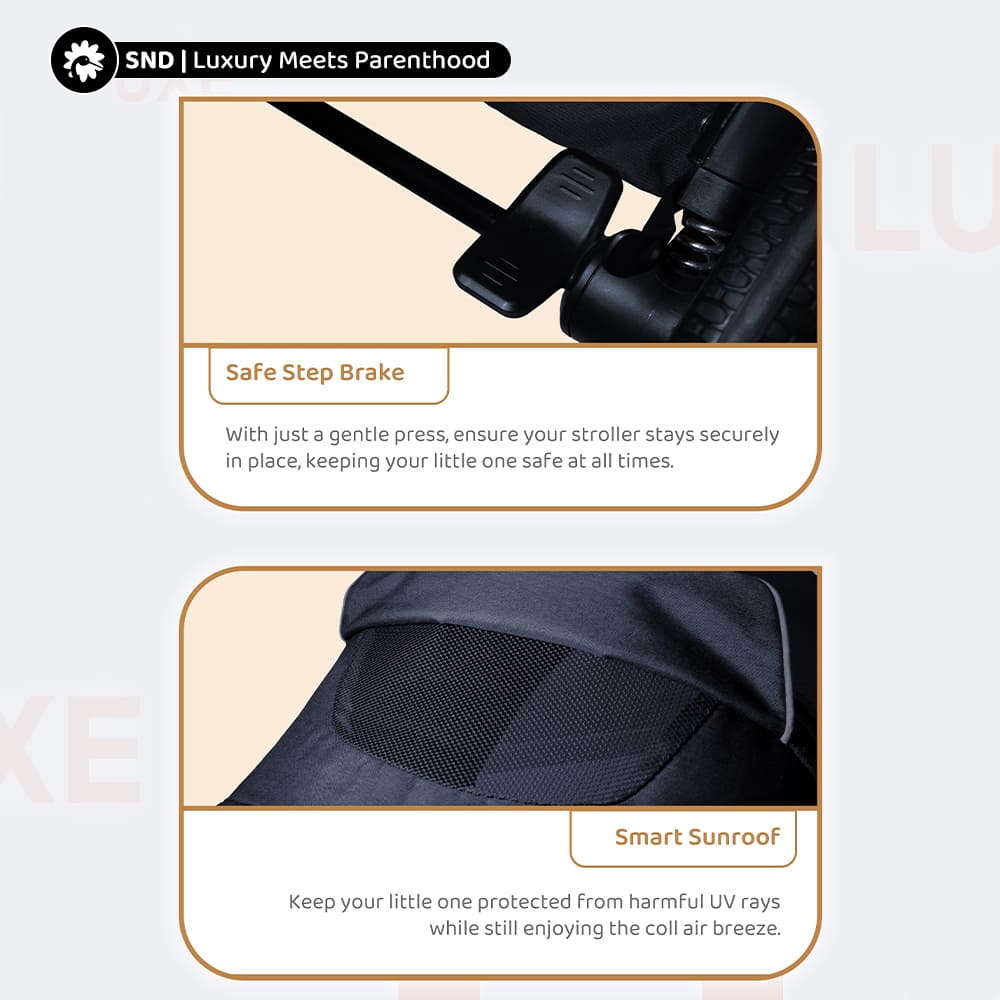 Luxury Baby Stroller with UV Protection Canopy