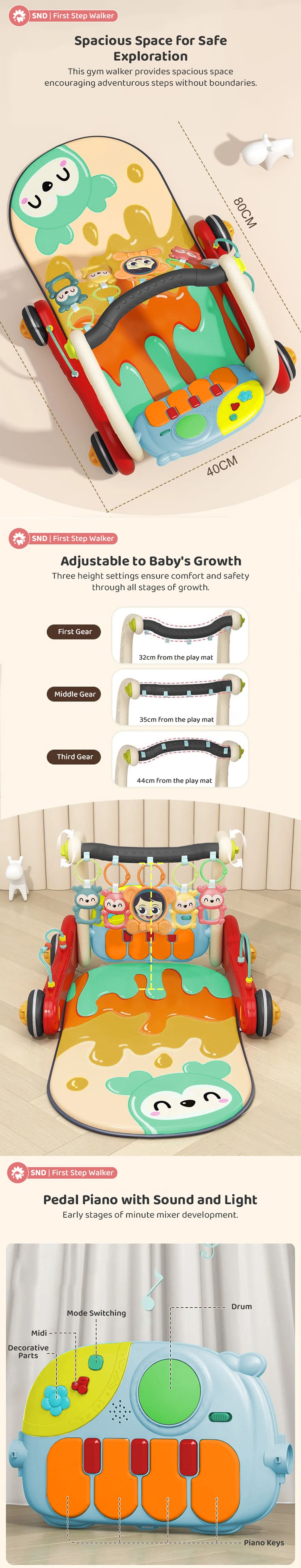 Adjustable Baby Play Gym Cum Walker