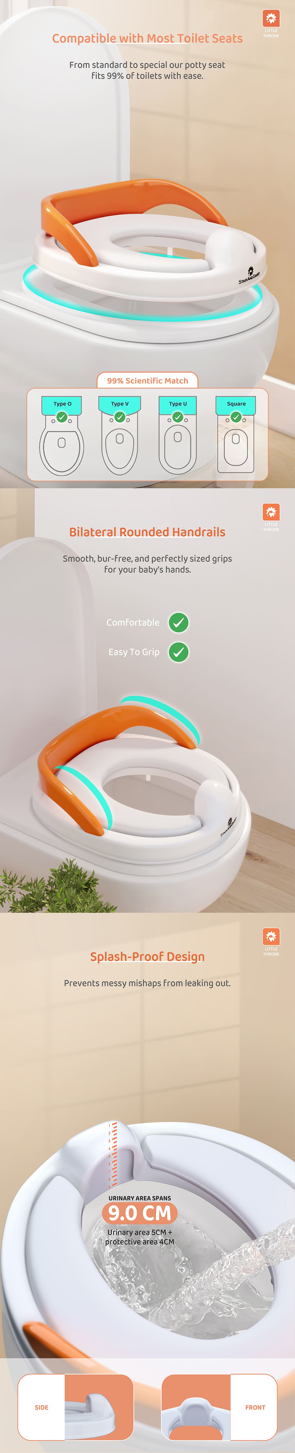 Kids Potty Training Seat with Rounded Handrail