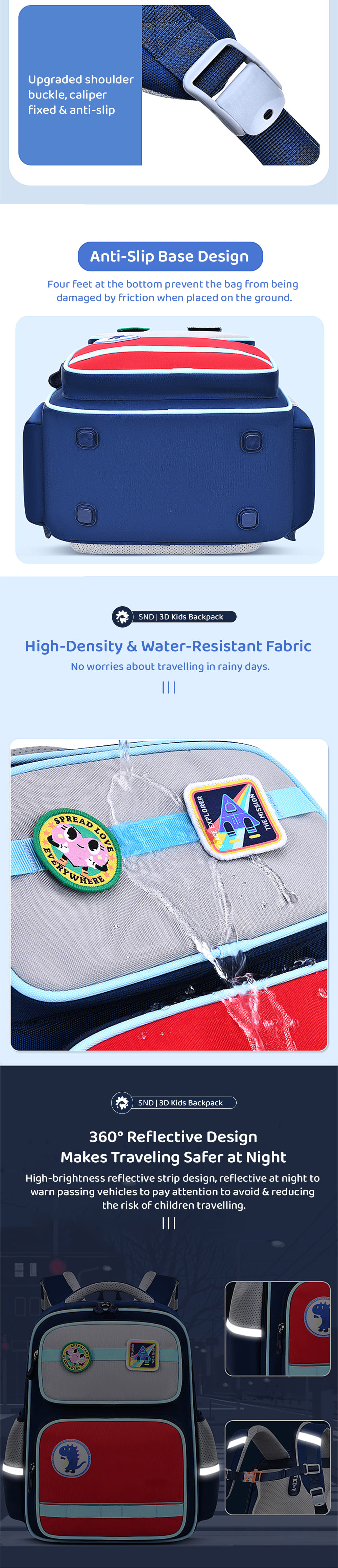 kids Backpack with 360° Reflection