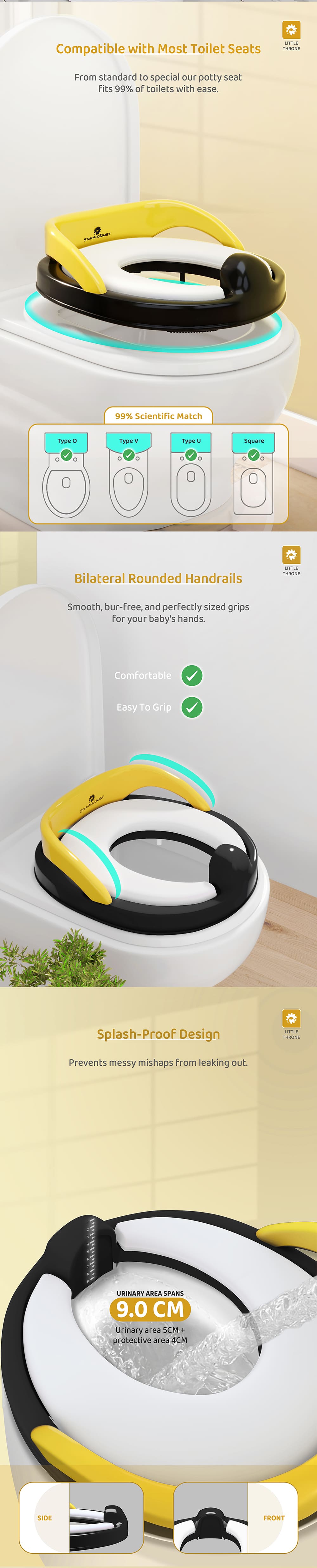 Kids Potty Training Seat with Rounded Handrail