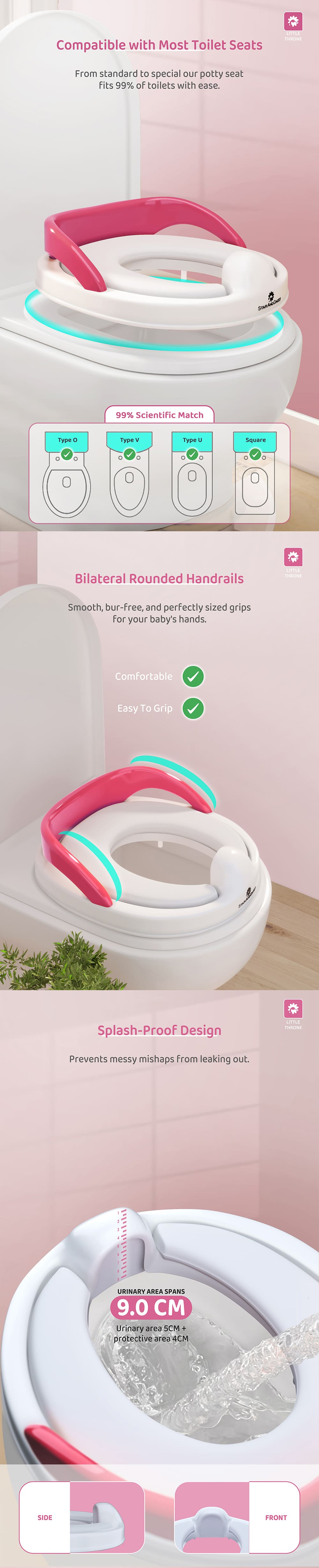 Kids Potty Training Seat with Rounded Handrail