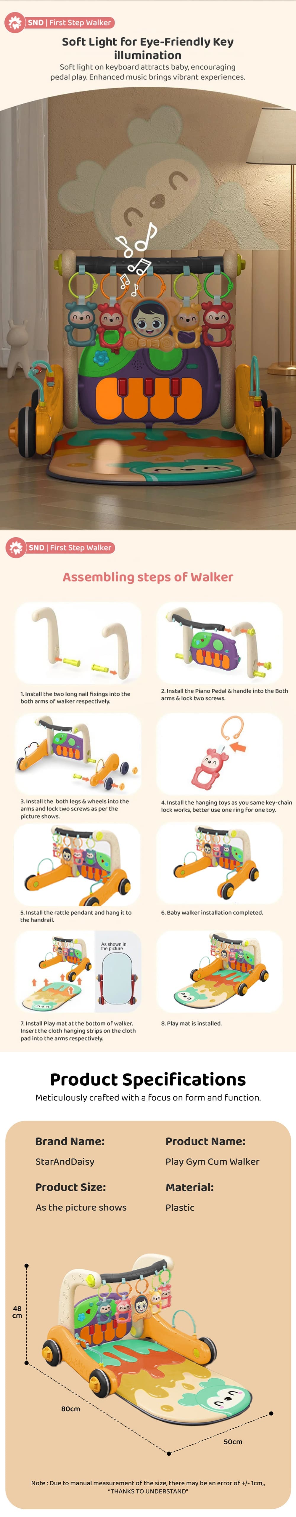 Musical Baby Play Gym Cum Walker