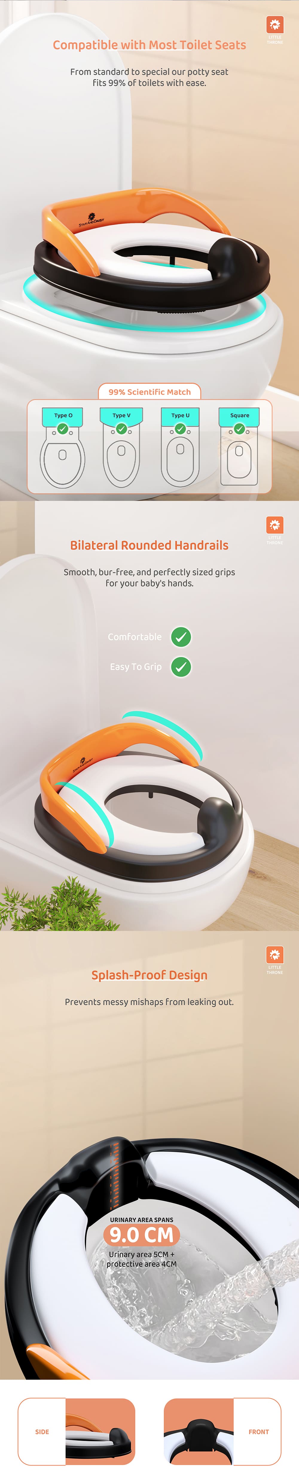 Kids Potty Training Seat with Rounded Handrail