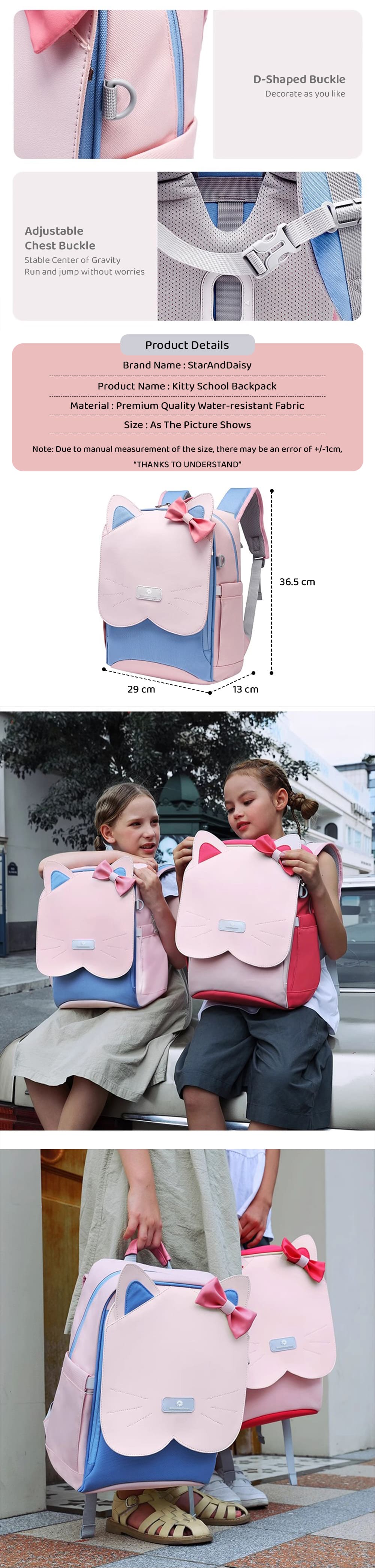 Water Proof Kitty School Bag