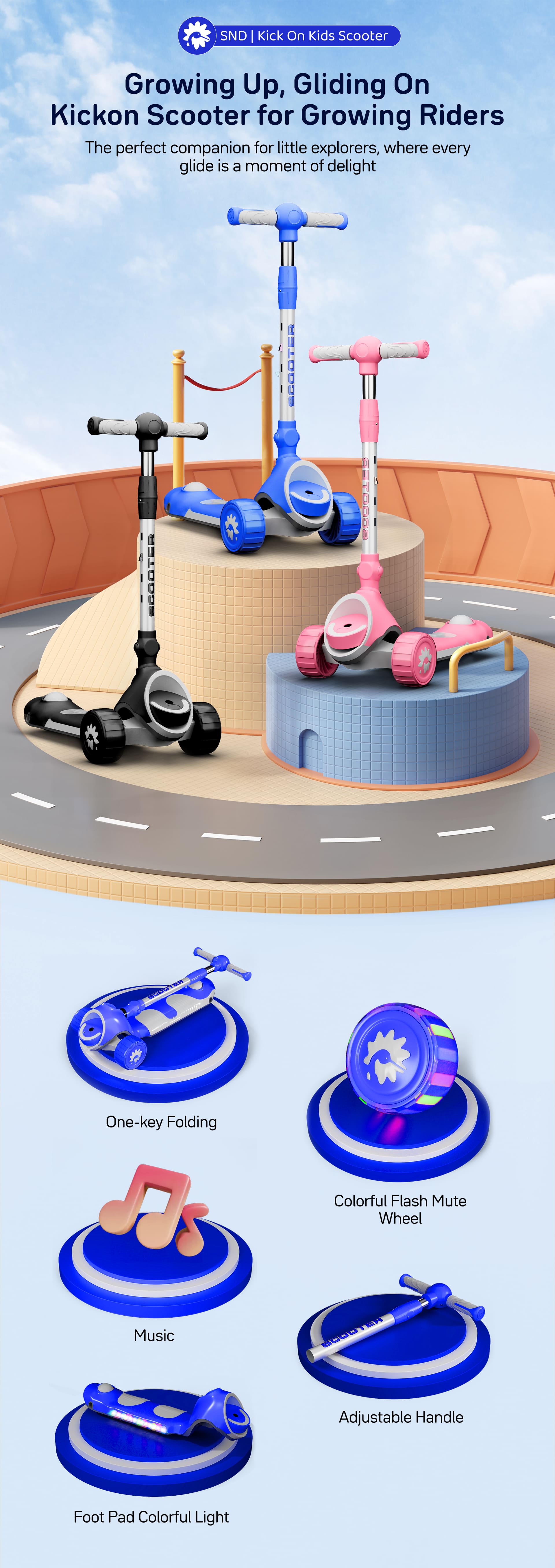 kick on toddler scooter for Kids blue
