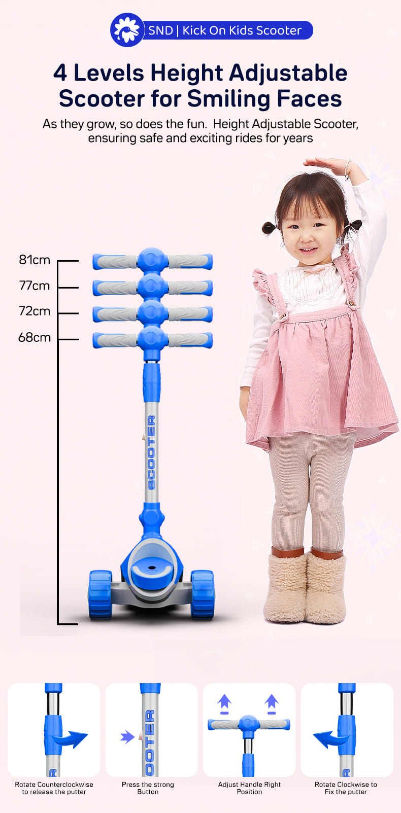 kick on toddler scooter for Kids blue