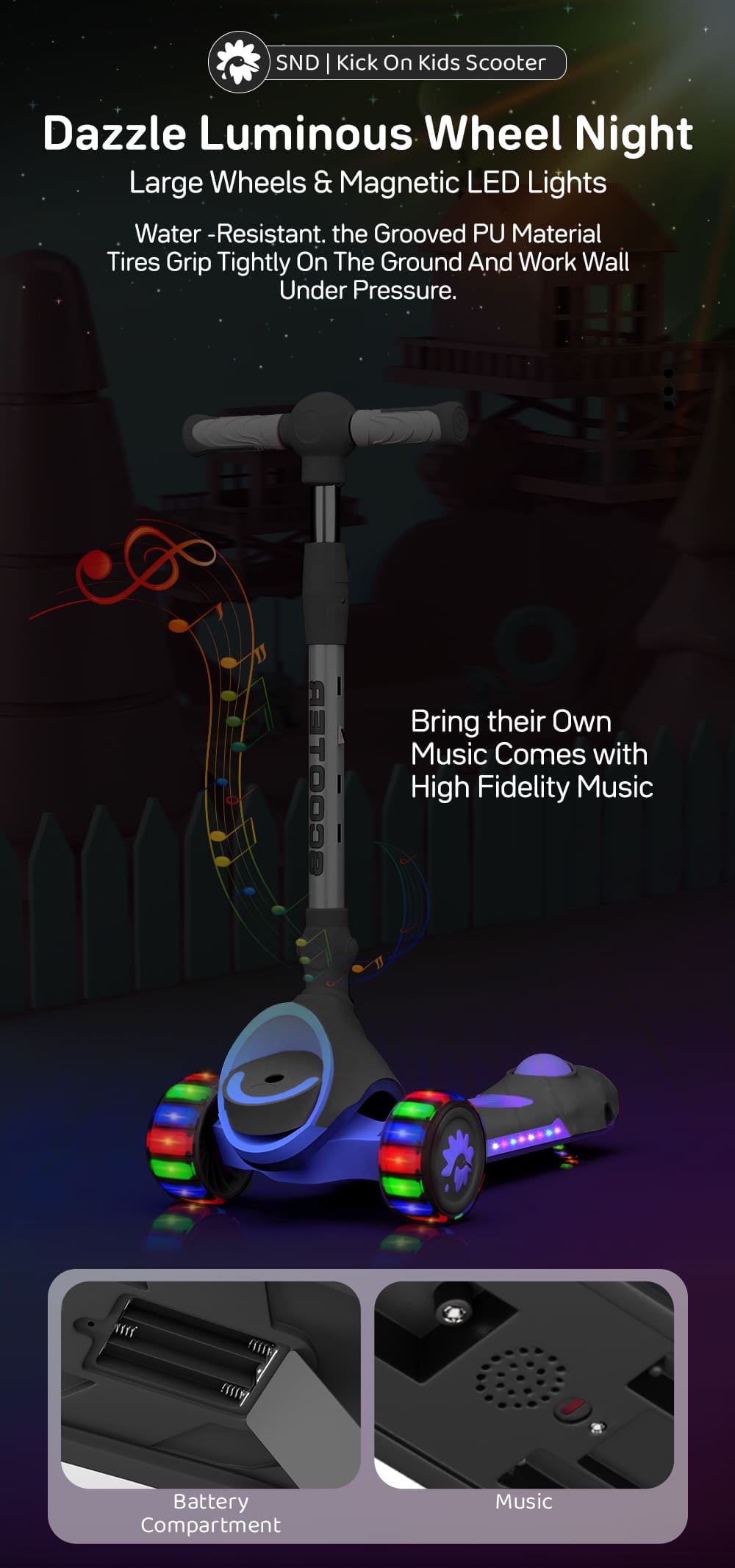 kick on toddler scooter for Kids black