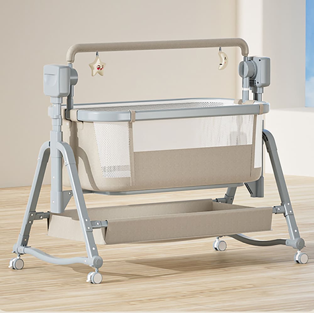 StarAndDaisy Automatic Baby Cradle Swing Cot with Remote Control, Baby Bedside Cradle Crib, Bluetooth and Music (Brown - EC04)