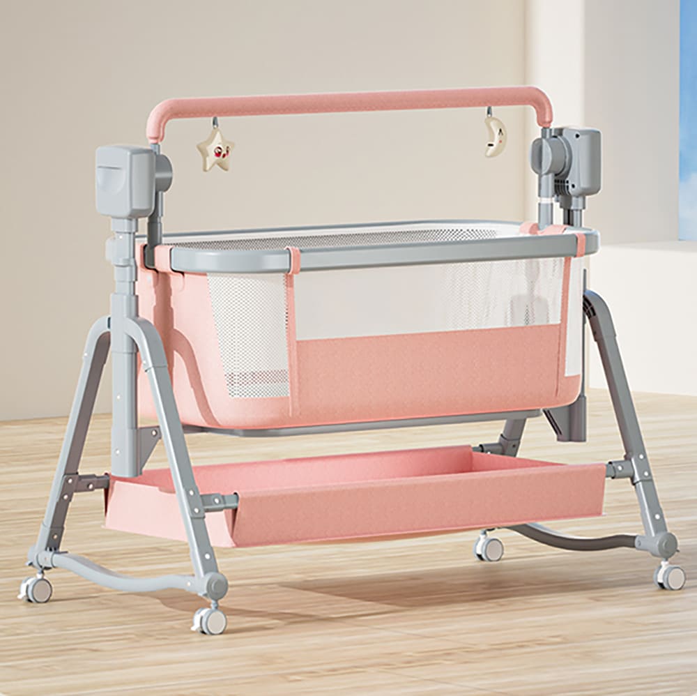 StarAndDaisy Automatic Baby Cradle Swing Cot with Remote Control, Bedside Cradle For Baby, Bluetooth and Music (Baby Pink - EC4)