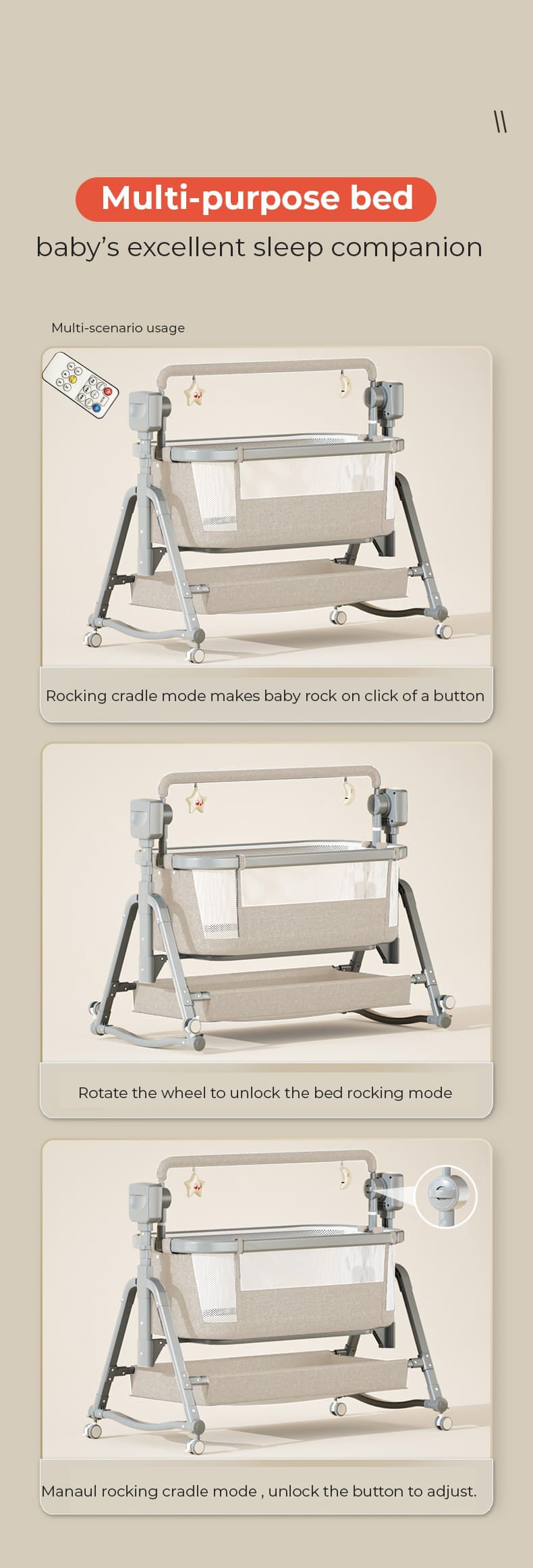 Baby Swing Cradle with Multipurpose Bed