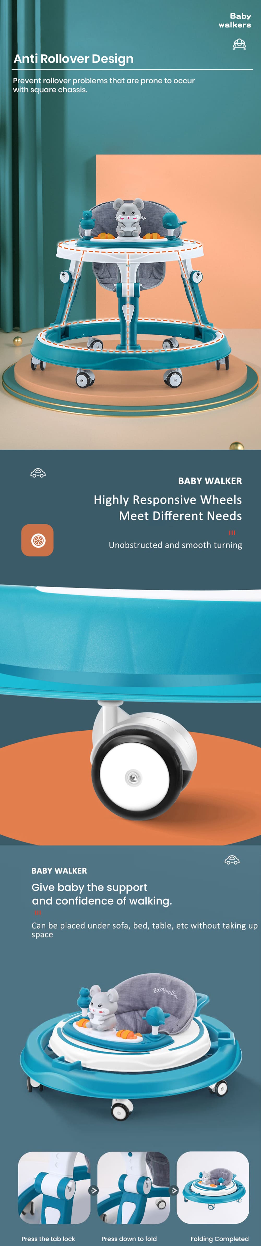 Baby Walker with Anti-Roller Design