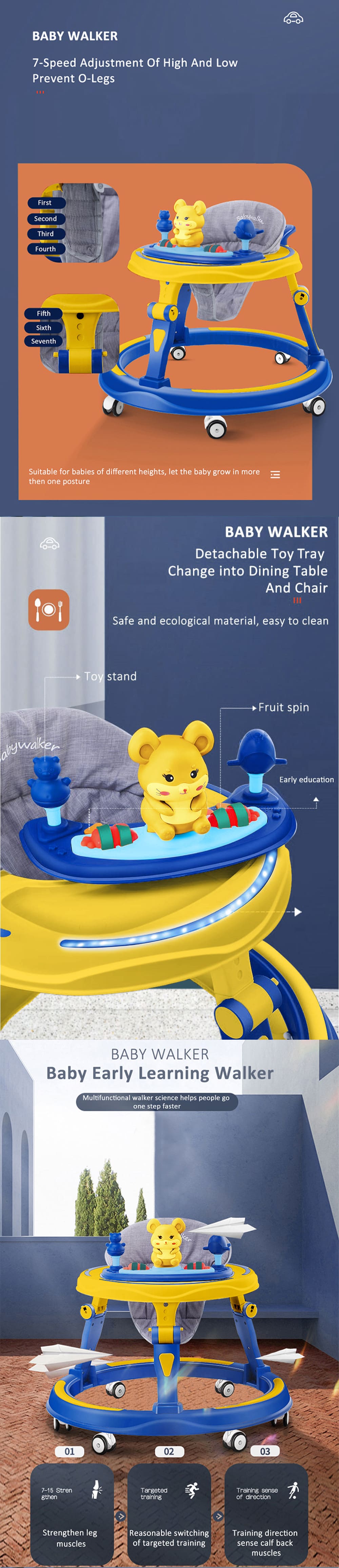 Baby Walker with Detachable Toy Tray