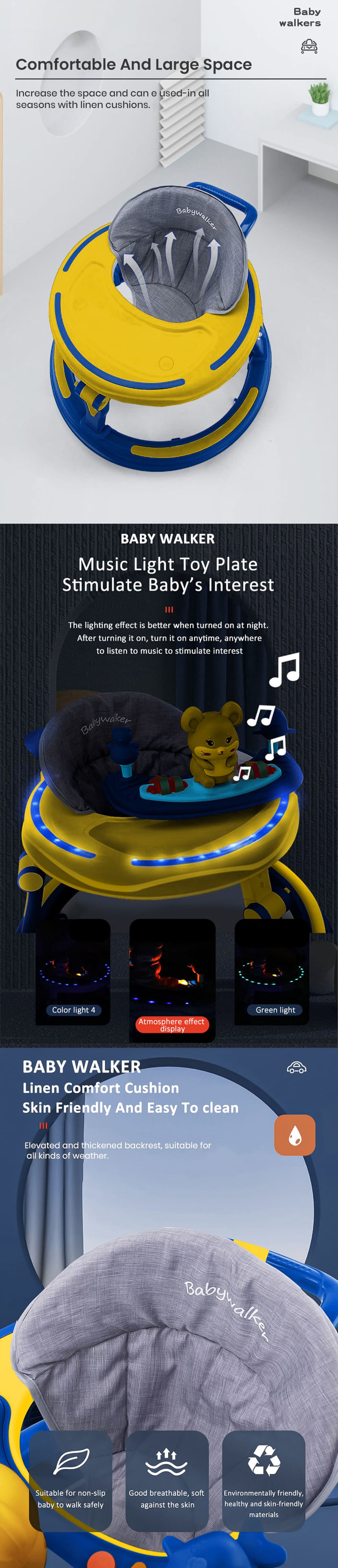 Intelligent Baby Walker with musical light