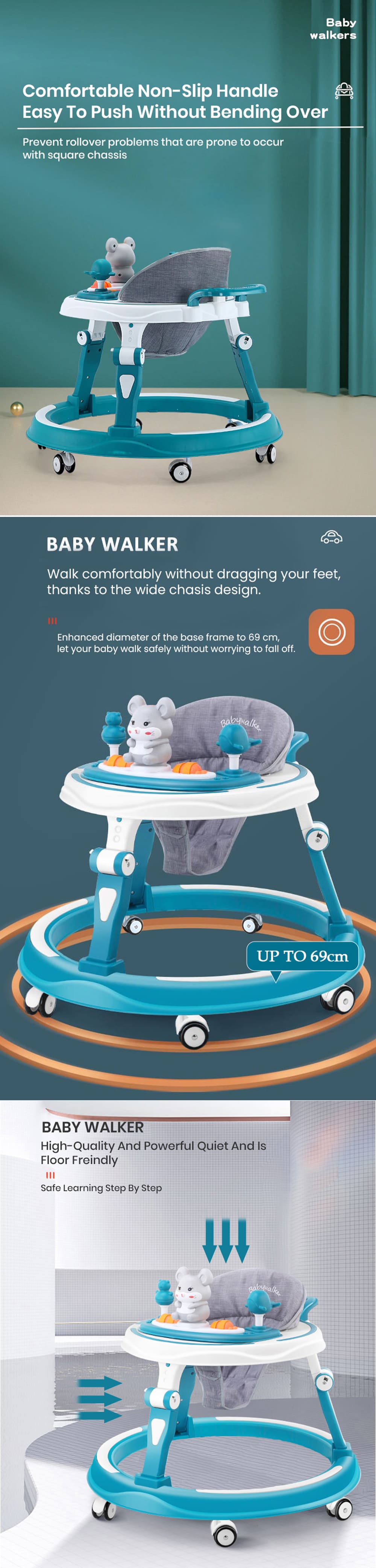 Baby Walker with Non-Slip Handle