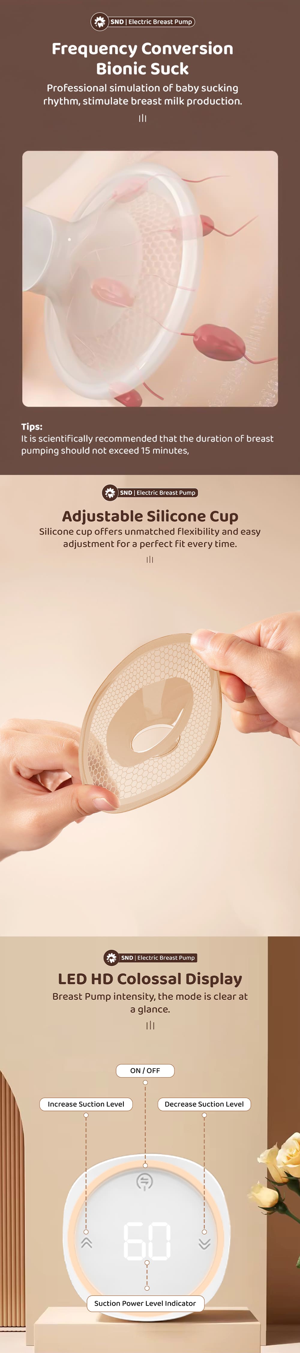 Electric Breast Pump with Adjustable Silicone Cup