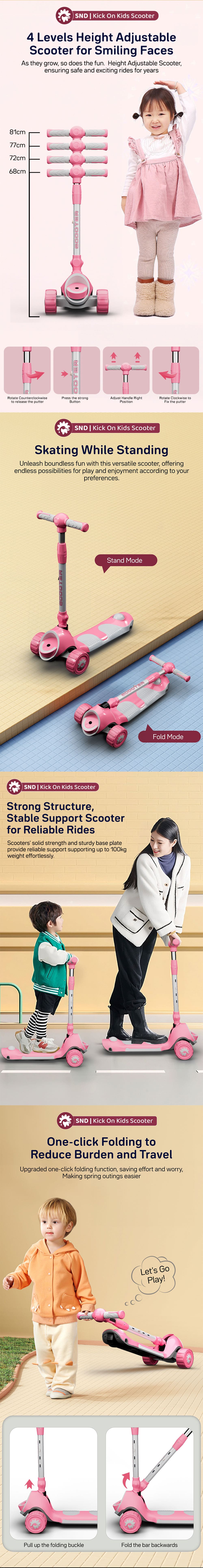 Kids Kick Scooter with Height Adjustable