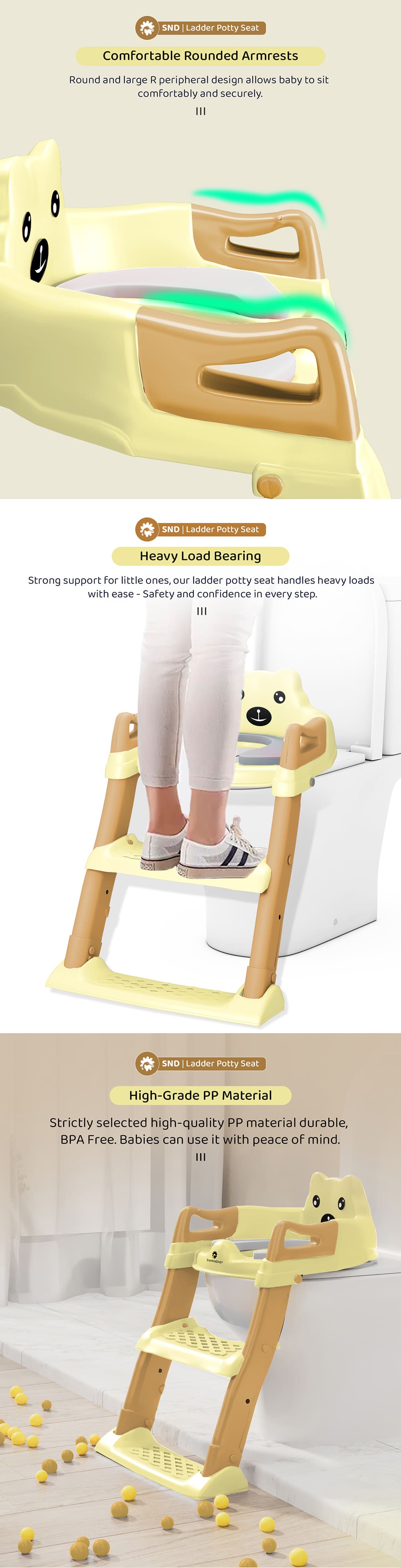 kids Ladder Potty Seat Suitable for Various Toilet Sizes