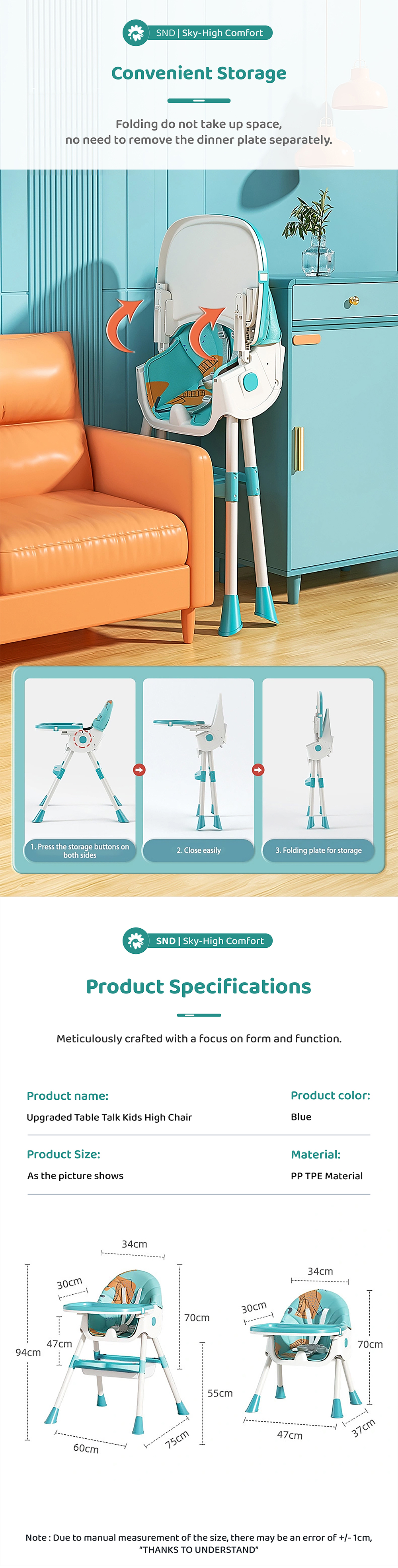 Product Specification of Table Talk High Chair