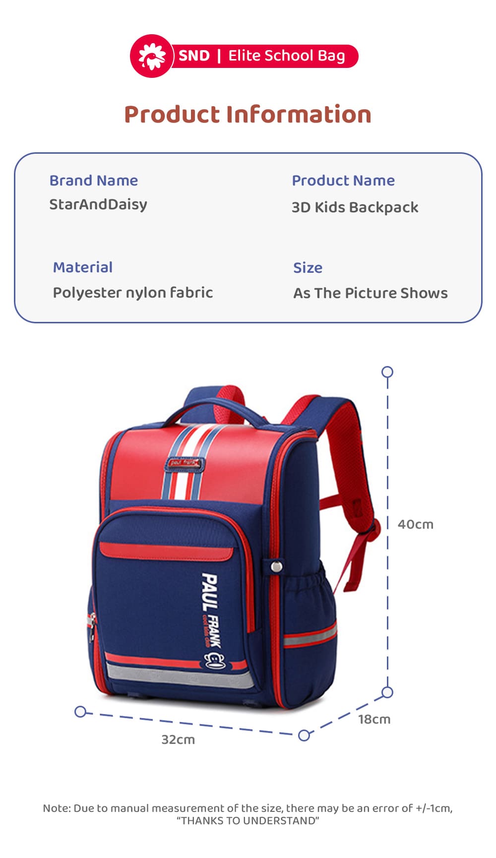 Specifiation of Kids School Bags
