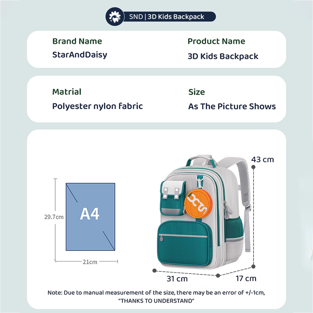 Specification of Kids School Bags