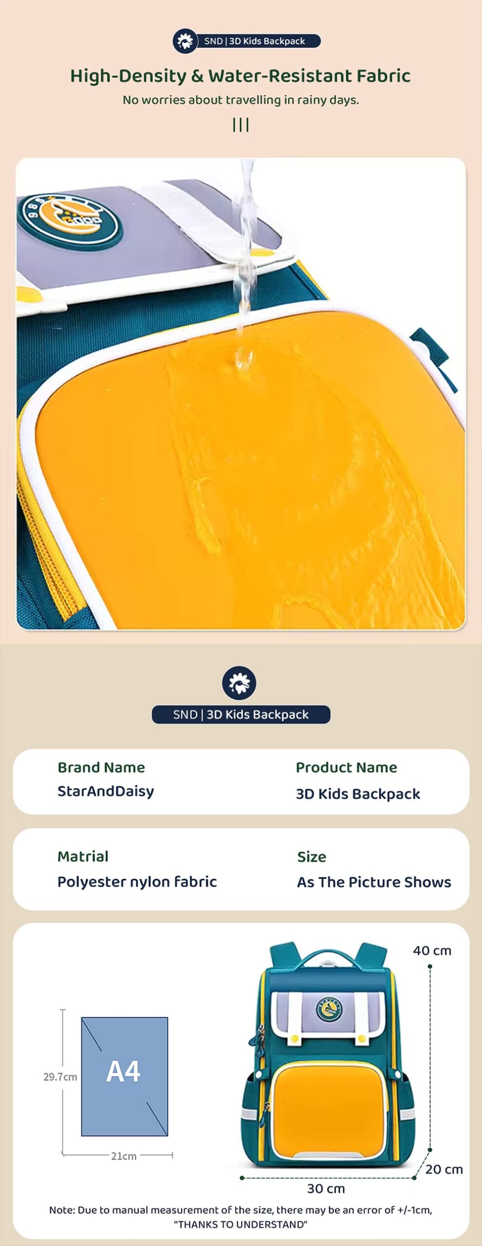 Specification of Kids School Bags