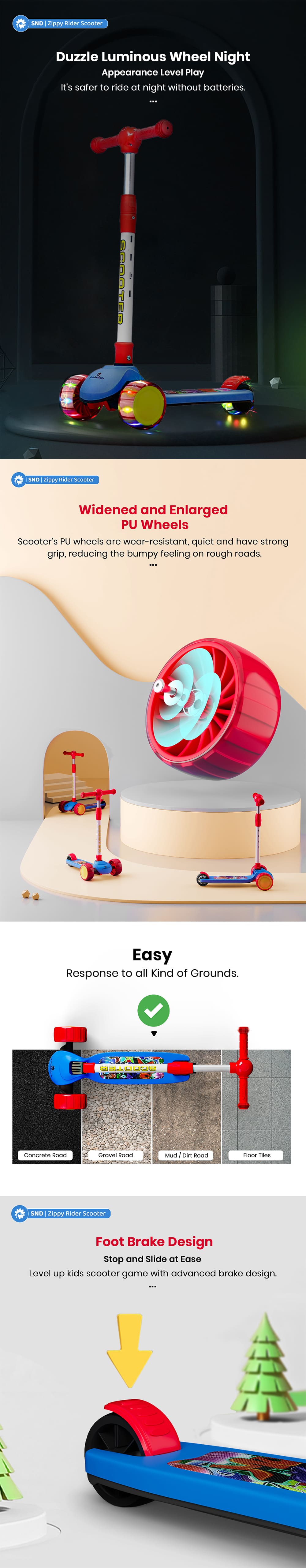 Zippy Kids Scooter with Foot Break Design