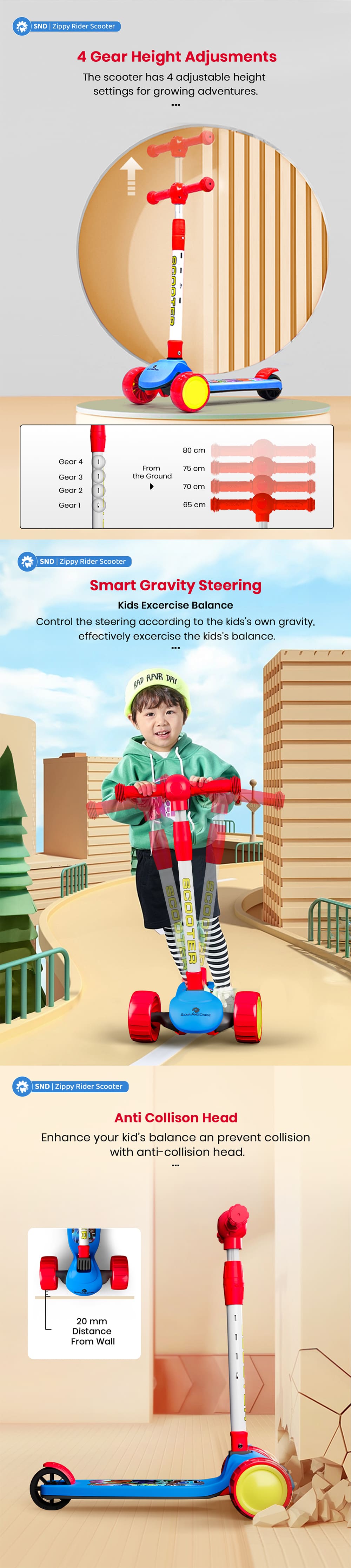 Zippy Scooter for Kids with Height Adjustable