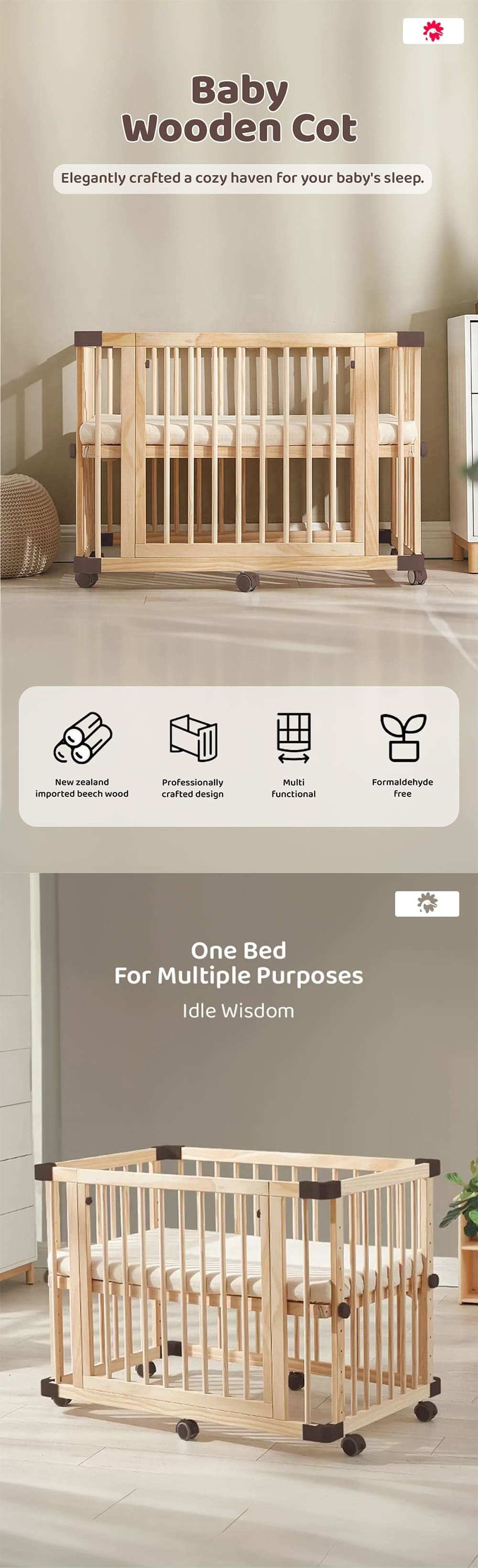 Premium Baby Wooden Cot