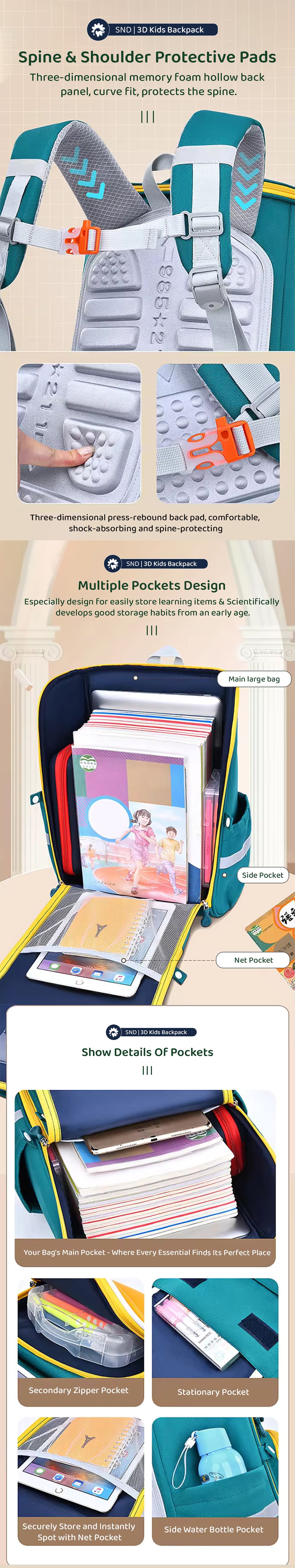 Children's School Backpacks with Shoulder Pads