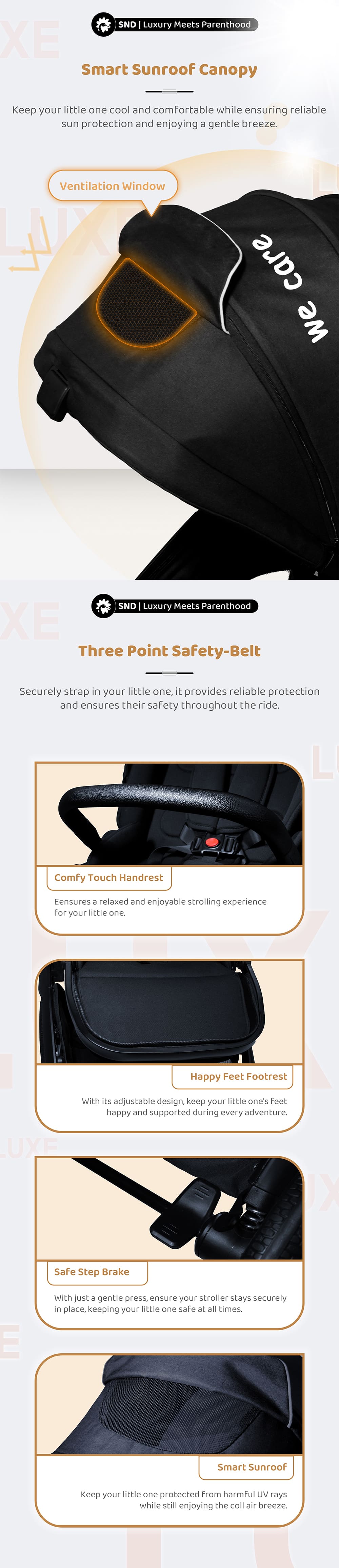 Compact Foldable Luxe Baby Stroller