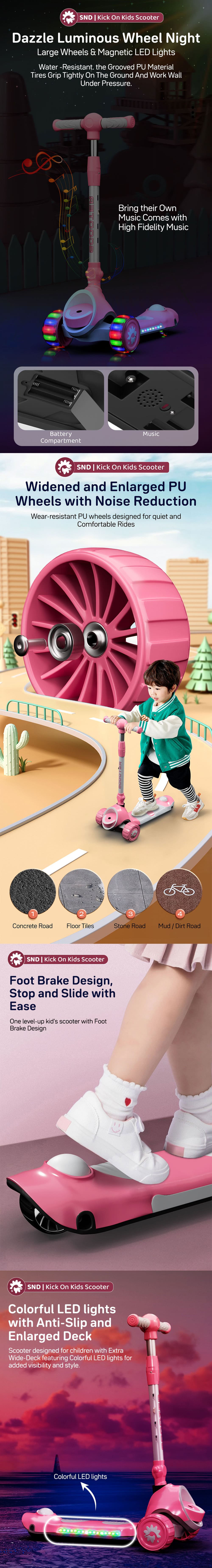 Kick on Scooter with Lighting Wheels